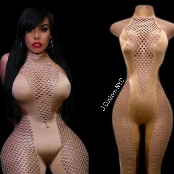 Gold Netted Jumpsuit - Picture 2 of 2